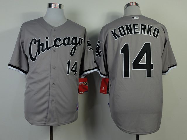 Men Chicago White Sox #14 Konerko Grey Throwback MLB Jerseys->chicago white sox->MLB Jersey